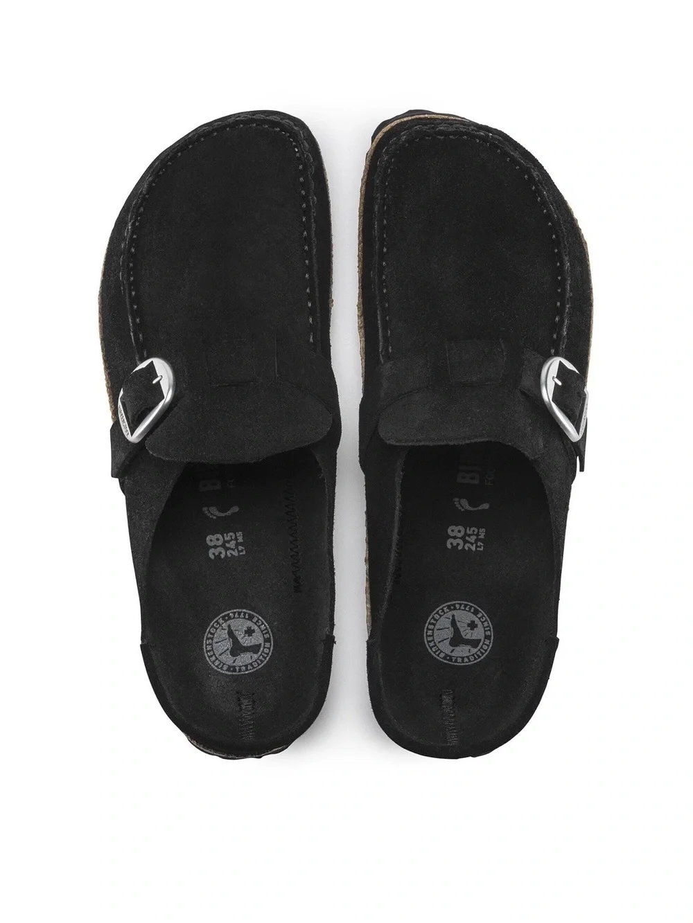 Birkenstock Buckley Black Suede Clogs Size 37 EU / US 6-6.5 Excellent Condition